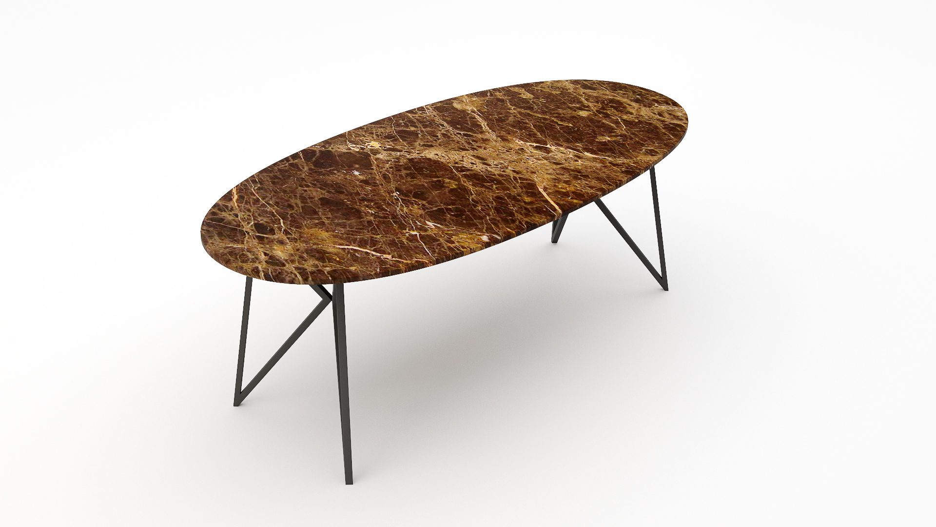 Ovale marmeren eettafel Pipistrello - Emperador dark - Afbeelding 2