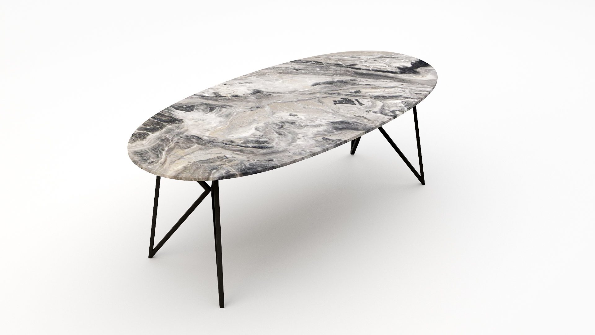 Ovale marmeren eettafel Pipistrello - Arabescato Orobico Grigio - Afbeelding 2