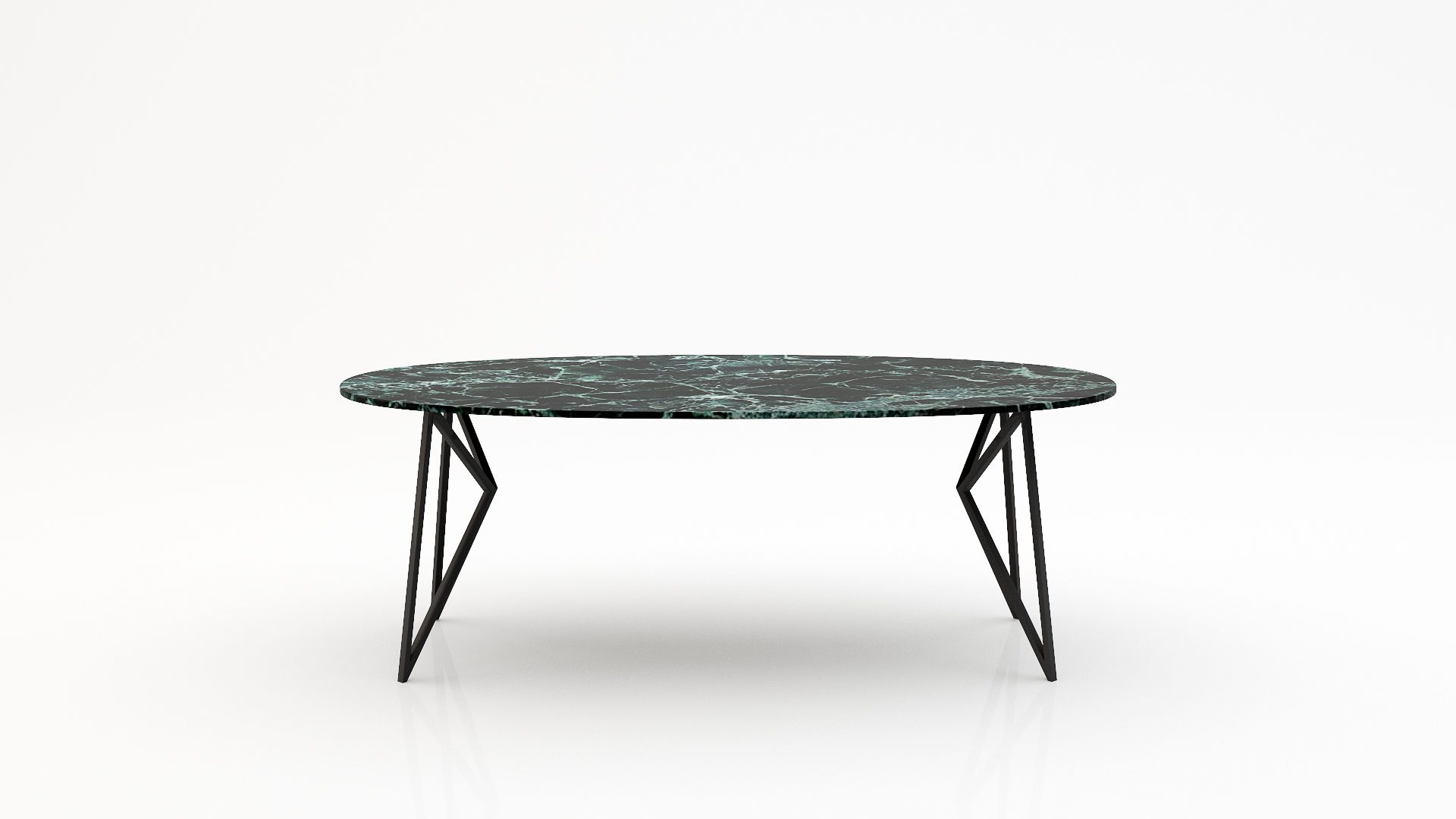 Ovale marmeren eettafel Pipistrello - Verde rameggiato - 260x130cm