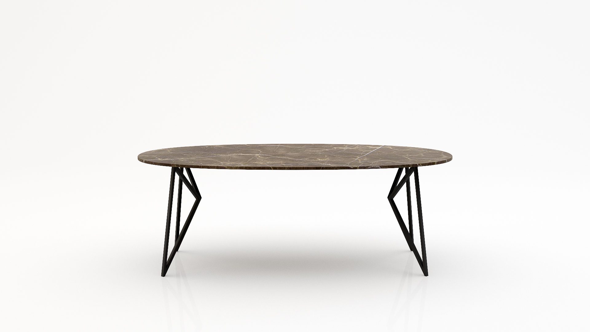 Ovale marmeren eettafel Pipistrello - Royal Brown - 260x130cm