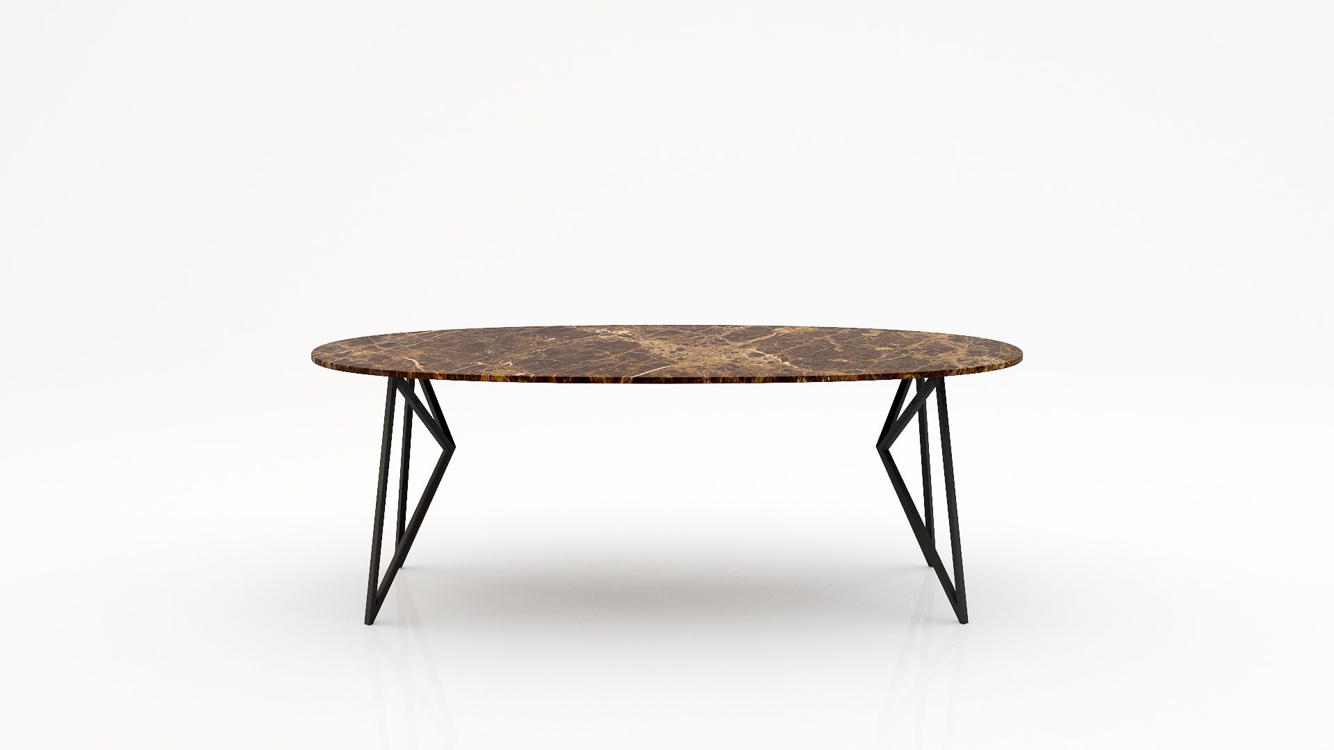 Ovale marmeren eettafel Pipistrello - Emperador dark - 260x130cm