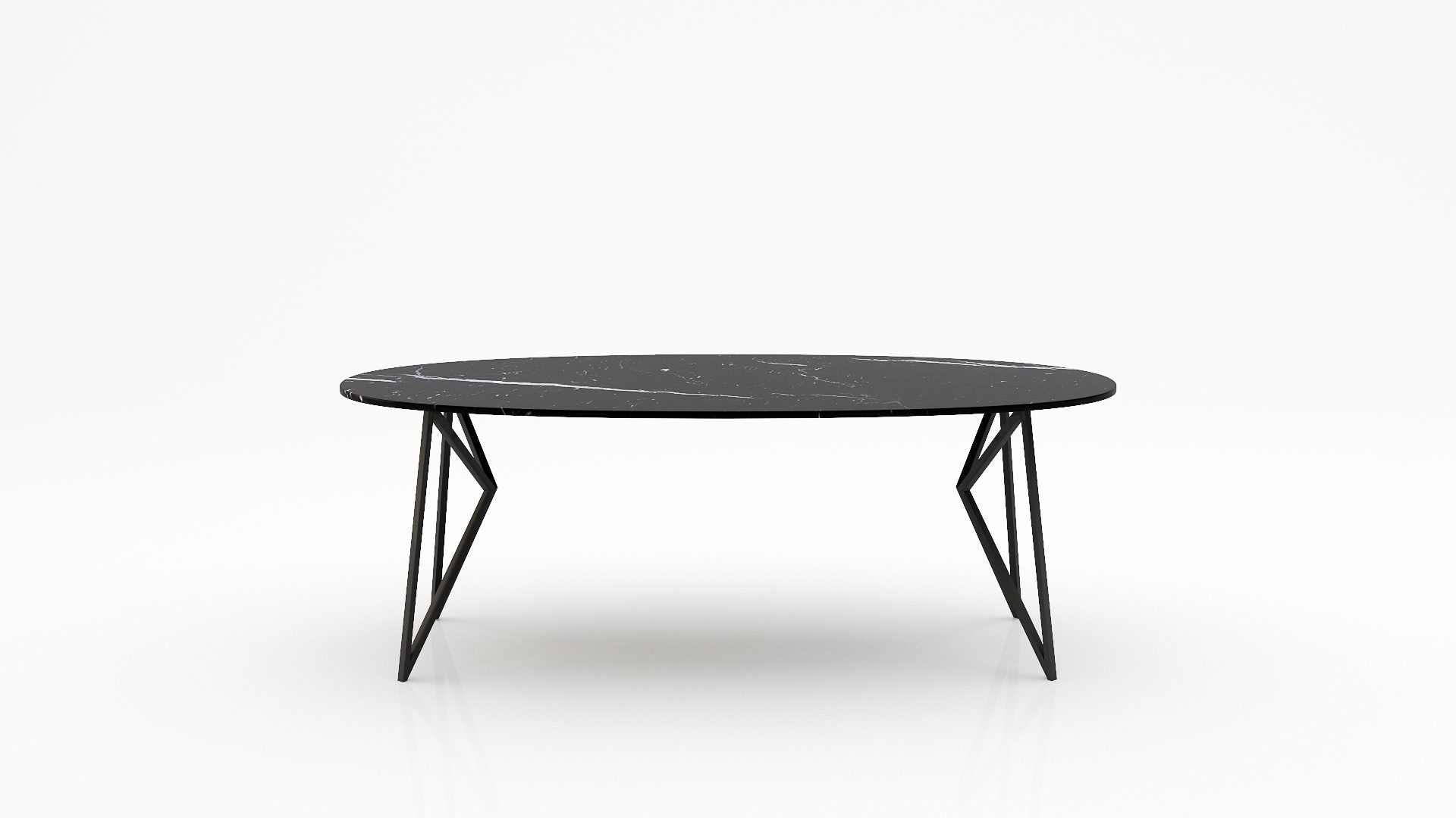 Ovale marmeren eettafel Pipistrello - Nero Marquina - 260x130cm