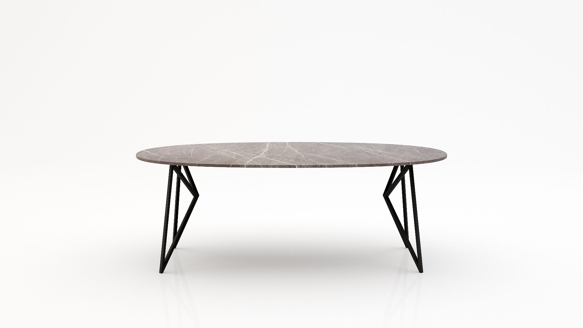 Ovale marmeren eettafel Pipistrello - Pietra Grey - 260x130cm