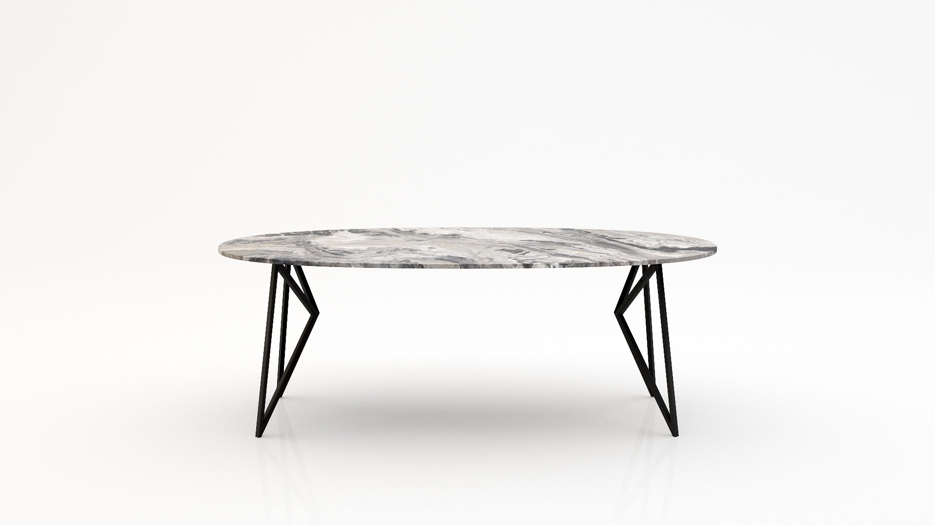 Ovale marmeren eettafel Pipistrello - Arabescato Orobico Grigio - 260x130cm