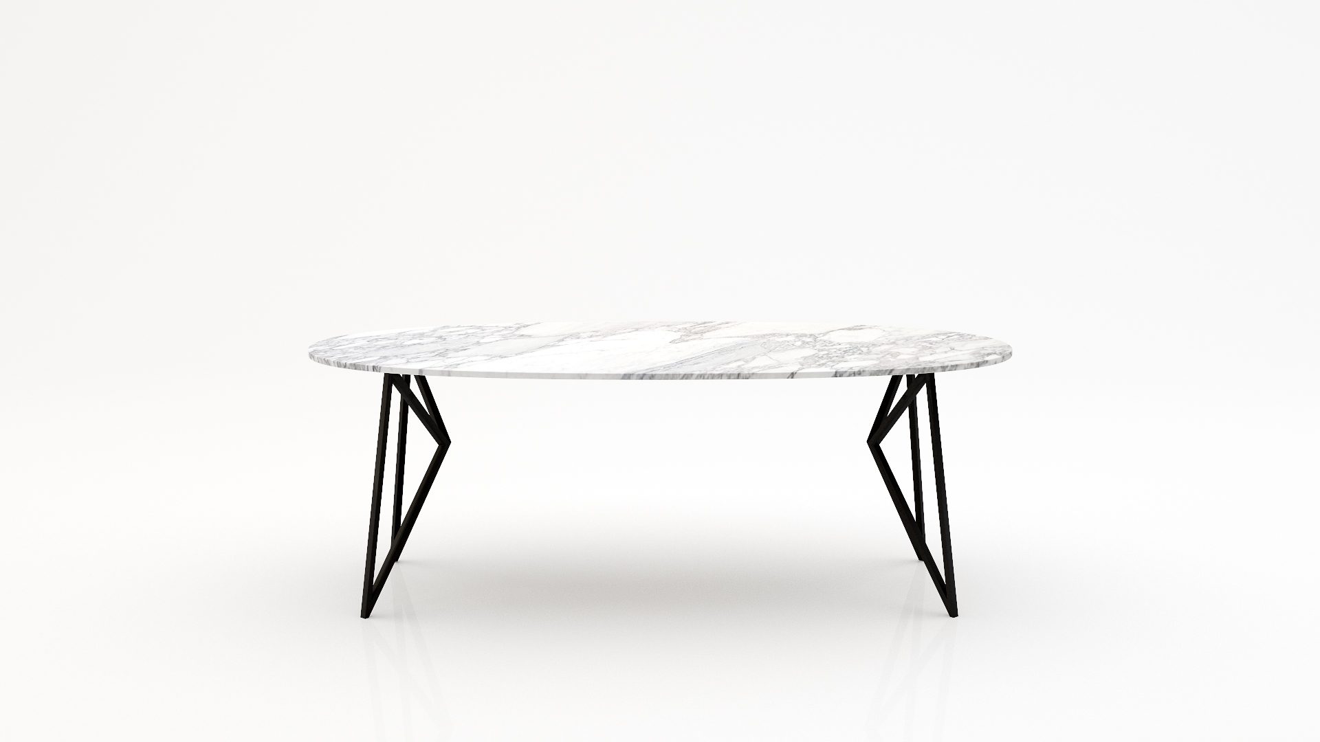 Ovale marmeren eettafel Pipistrello - Arabescato Carrara - 260x130cm