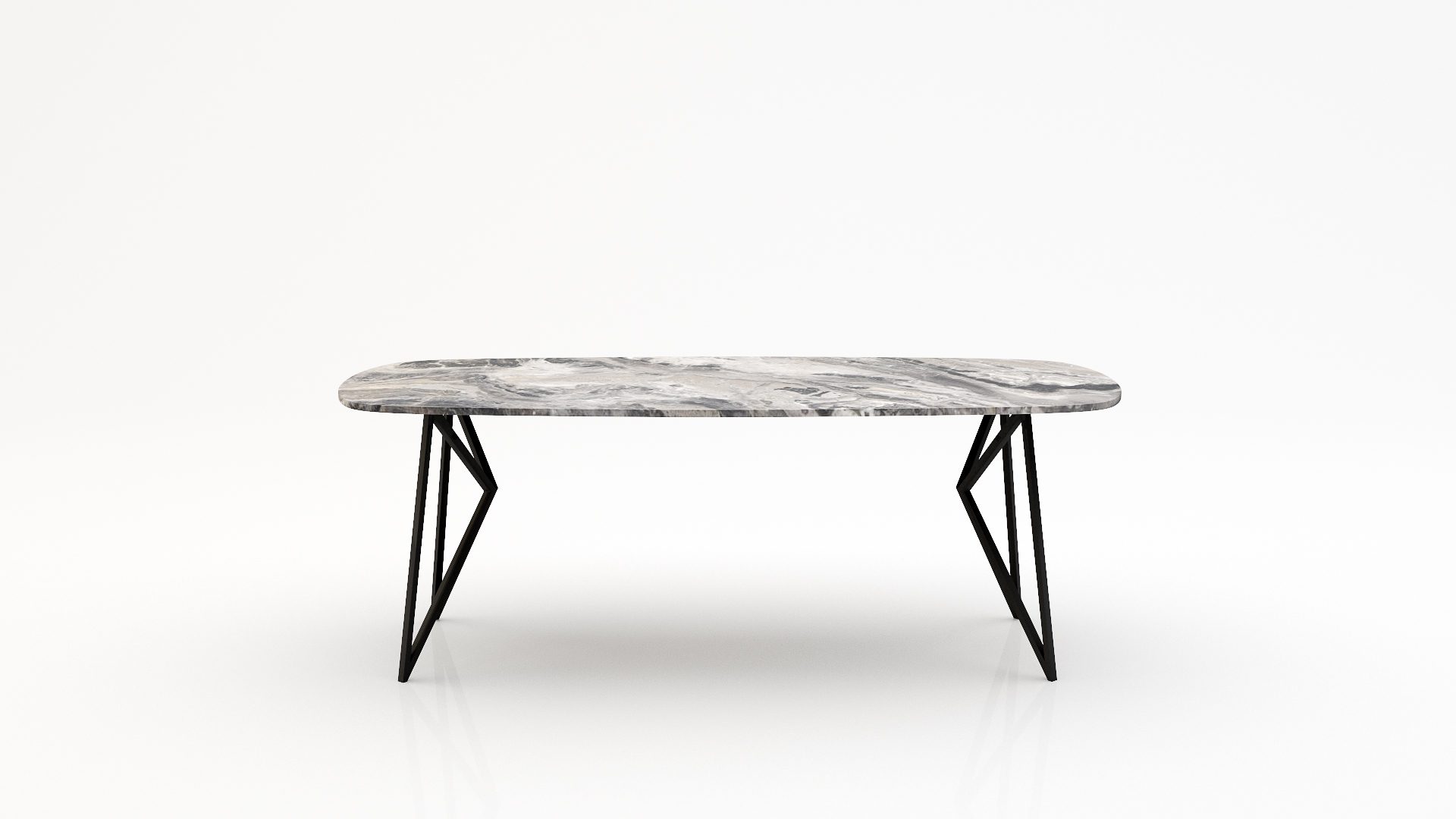 Deens ovale marmeren eettafel Pipistrello - Arabescato Orobico Grigio - 260x120cm