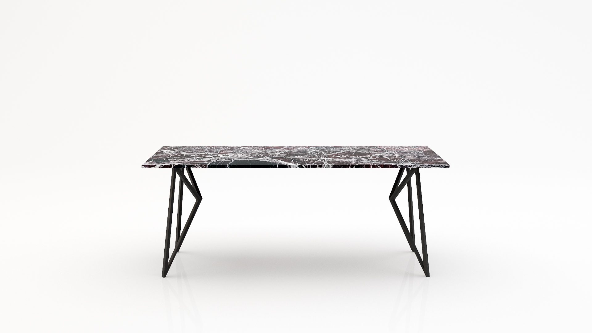 Rechthoekige marmeren eettafel Pipistrello - Rosso Levanto - 260x100cm