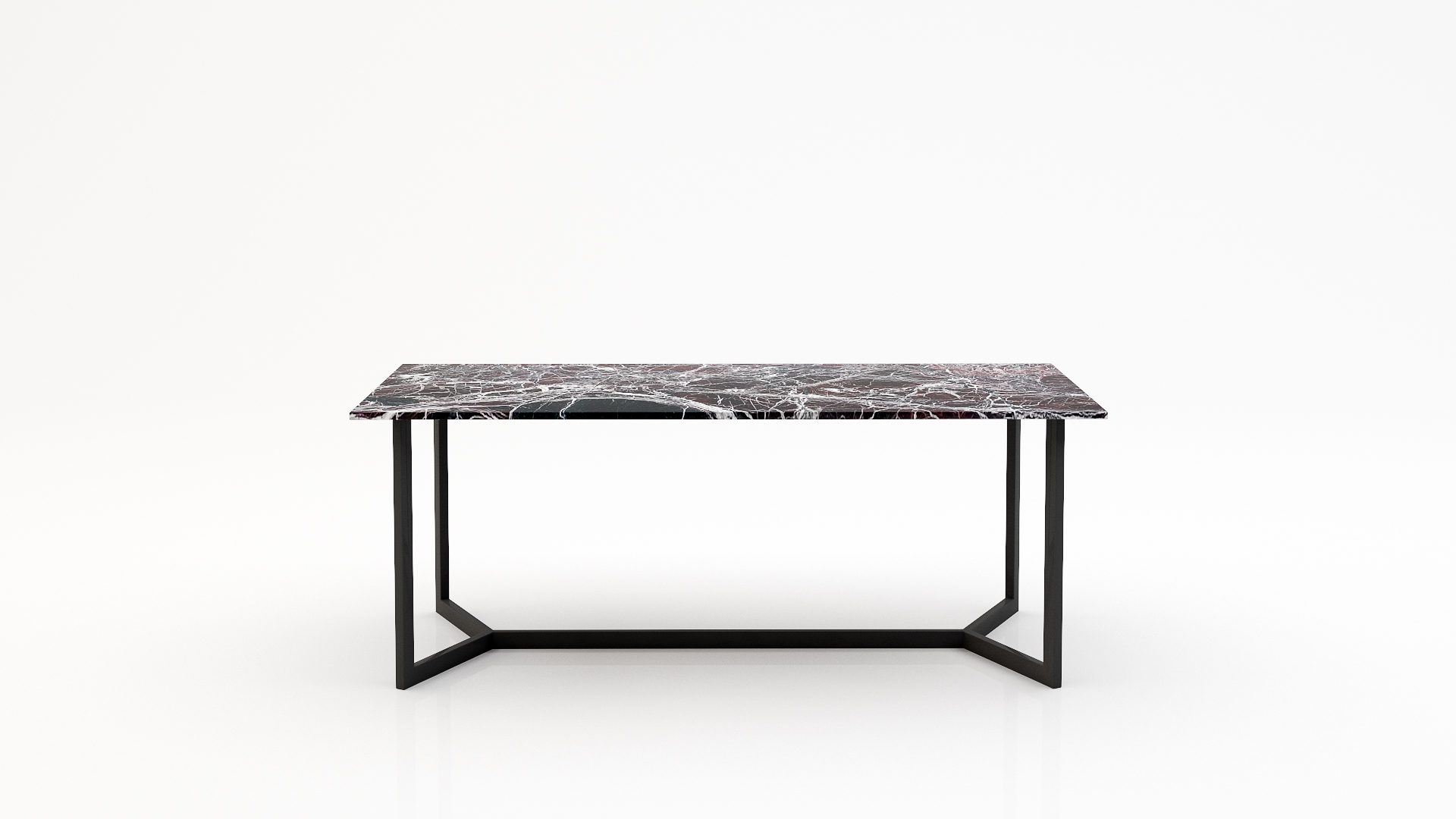 Rechthoekige marmeren eettafel Anatra - Rosso Levanto - 260x100cm