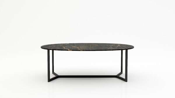 Ovale marmeren eettafel Anatra - Nero saint port laurent - 260x130cm