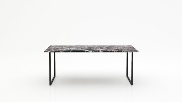 Rechthoekige marmeren eettafel Gambe U - Rosso Levanto - 260x100cm