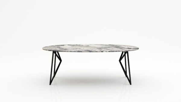 Ovale marmeren eettafel Pipistrello - Arabescato Orobico Grigio - 260x130cm