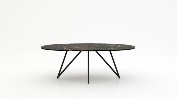 Ovale marmeren eettafel Polipetti - Nero saint port laurent - 260x130cm