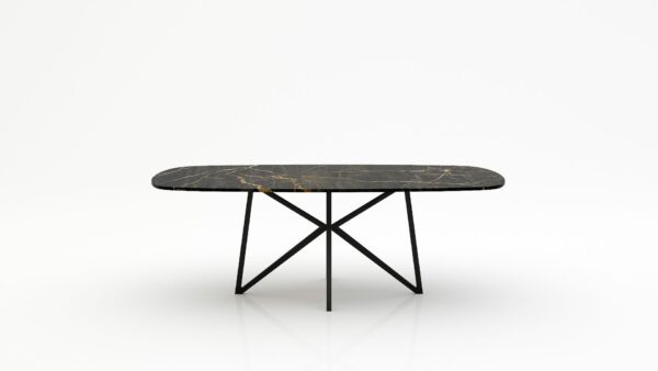 Deens ovale marmeren eettafel Stella - Nero saint port laurent - 260x120cm