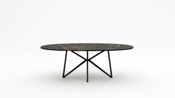 Ovale marmeren eettafel Stella - Nero saint port laurent - 260x130cm